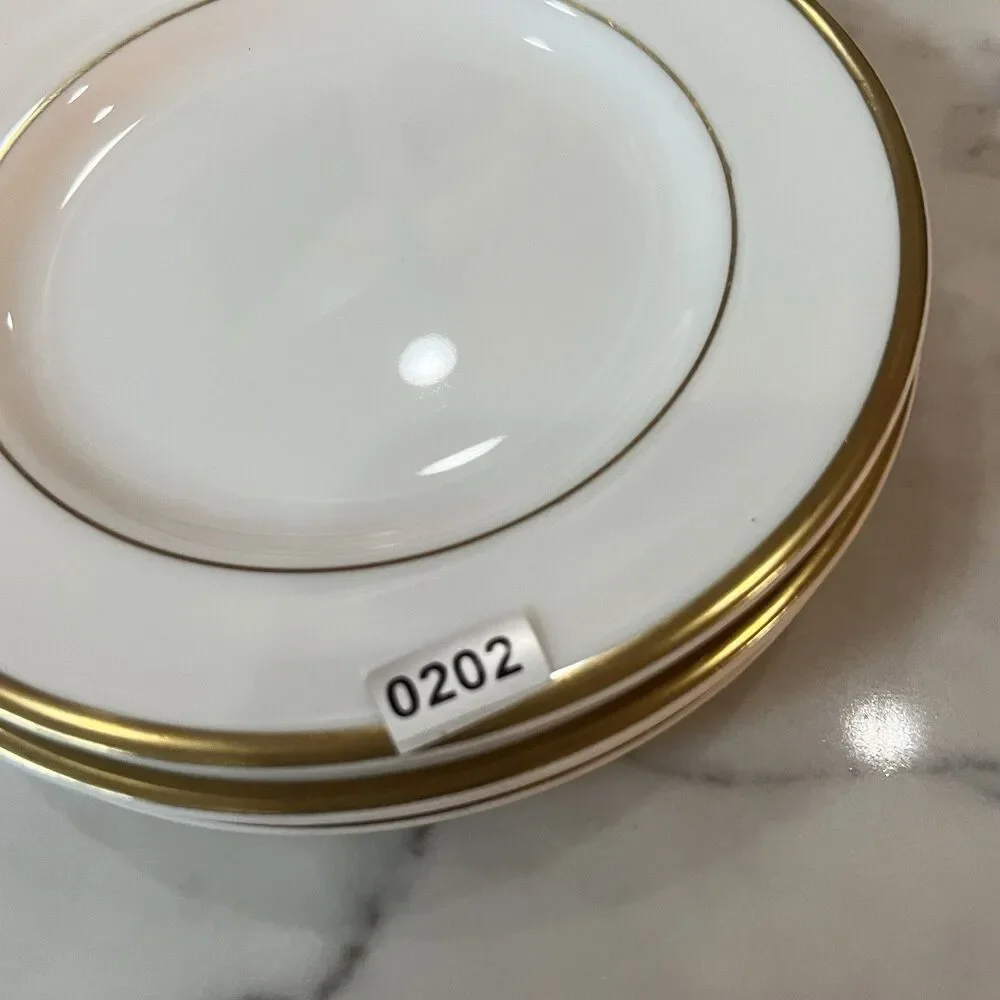 4 Bowls Royal Doulton Alice Soup fine china ivory gold 8”